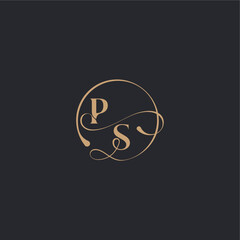 Obraz premium wedding luxury curve initial monogram elegant circle concept SP organic line style design letter