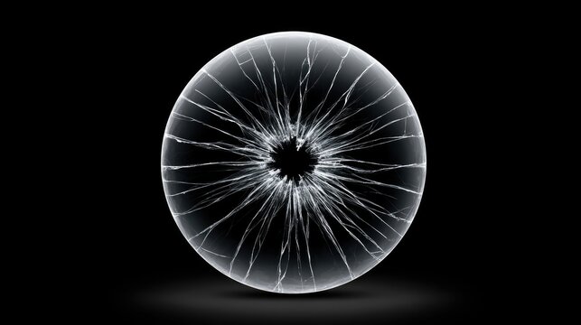 Glass sphere with cracks light.
