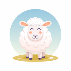 Fototapeta premium Charming Cartoon Sheep Illustration with Fluffy Wool and Happy Expression