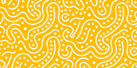 Obraz premium Abstract wavy pattern with white dots on a vibrant yellow background seamless design high quality