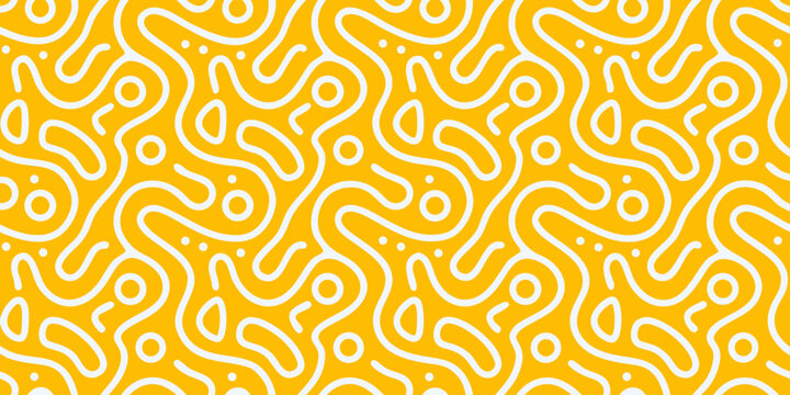 Abstract organic line pattern on yellow background seamless vector illustration for modern design high quality