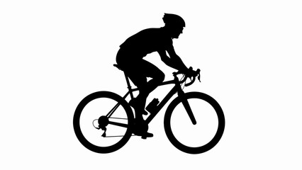 Fototapeta premium Black bicycle rider silhouette, cycling icon, bike sport illustration, athletic design element