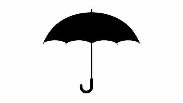 Black umbrella silhouette vector, minimalist rain protection icon, classic parasol shape on white background, weather accessory graphic