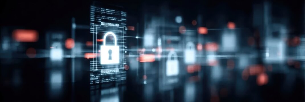 A cyber attack targets a hidden vulnerability, but the security defense is designed to stop such a threat before a breach occurs within the encrypted network.