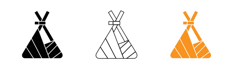 Geometric teepee icons in black white and orange © Icon shop