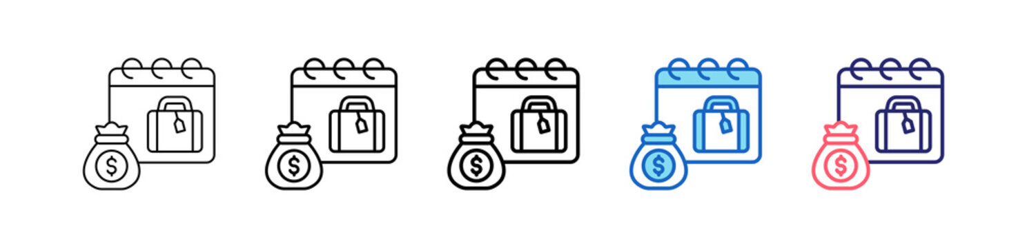 Paid Time Off Icon In 5 Different Styles Set Collection.   