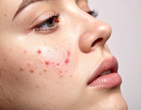 muka wanita yang mempunyai kulit wajah sensitif