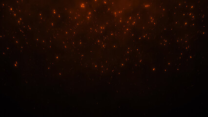 Glowing Fire Sparks and Embers on Dark Background  © Pasongsak