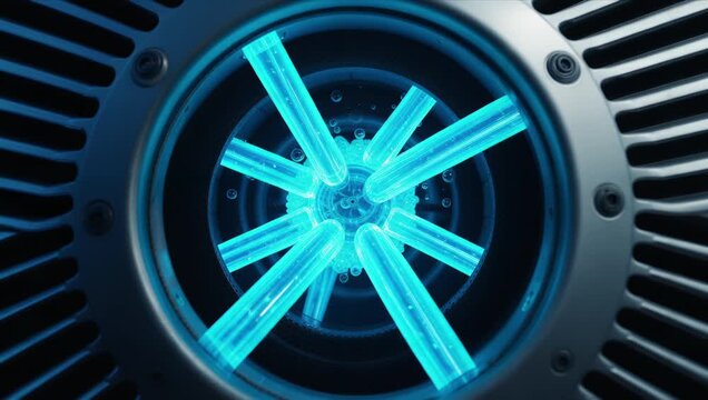 High-Tech Blue Ventilation System Close-Up