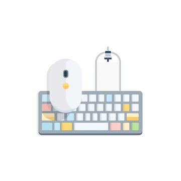 Minimalist illustration of a computer keyboard and mouse