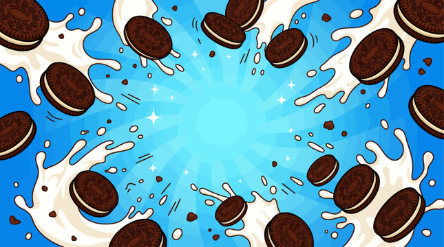 Cookies Background with Splash Milk