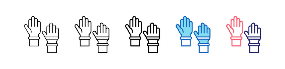Fototapeta premium Rubber Gloves Icon In 5 Different Styles Set Collection. 