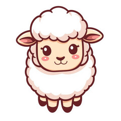 Fototapeta premium Cute Sheep Mascot Cartoon Character Vector Illustration