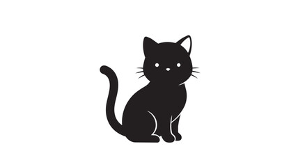 Black cat silhouette sitting © rockbd