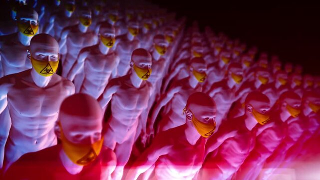 4K Ultra HD footage of a 3D rendering male crowd outbreak medical animation tracking Hantavirus pulmonary syndrome through blood test screening metrics.