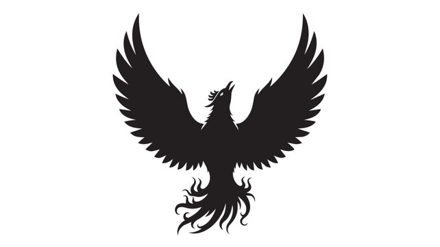 Black phoenix bird silhouette with wings spread