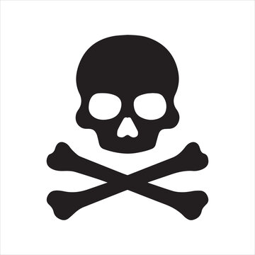 Crossbones and skull death flat vector icon for apps and games
