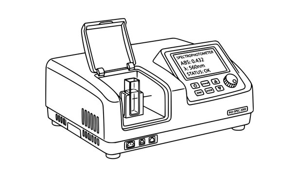 Modern spectrophotometer analytical chemistry instrument outline vector illustration