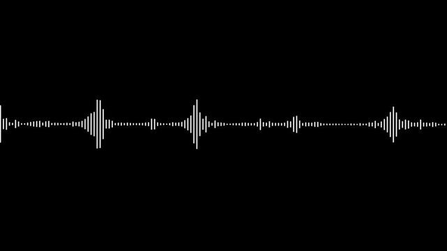 Audio spectrum wave effect, Wave form Audio Isolated on transparent background. White audio waveform spectrum animation, alpha channel, 
