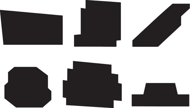 abstract shadow block silhouettes set minimalist geometric shapes black vector collection