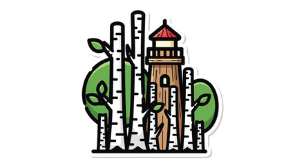 Naklejka premium Illustration of a brown lighthouse tower.