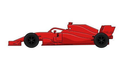 Fototapeta premium Red Formula One Racing Car Side View