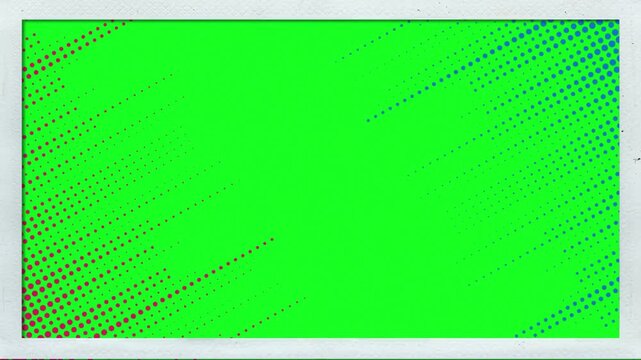 Digital noise gradient with green and red pixelated texture on white background