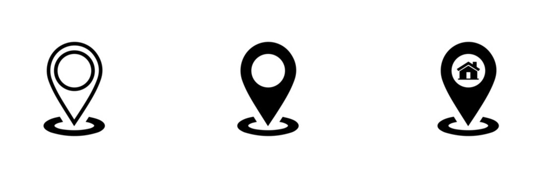 Location Pin Icon Set Vector &ndash; GPS Map Marker, Navigation Pointer, Geolocation & Home Location Symbols Collection