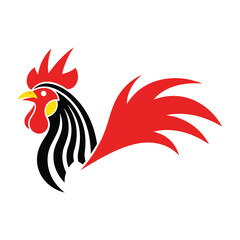 Rooster Head Symbol in Red and Black Colors Isolated on a Plain White Background Design Element © AspectDesign