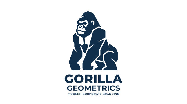 Stylized gorilla head and body silhouette icon featuring sharp geometric shapes and clean minimalist lines designed as a professional corporate branding identity mark for a modern business or creative
