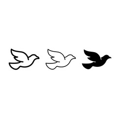 Obraz premium Dove icon set outline solid silhouette, white background