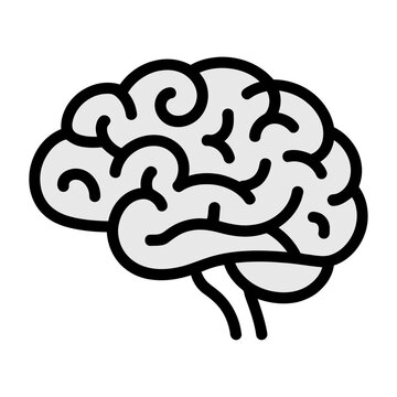 Confused brain thinking hard with question marks vector flat design