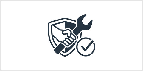 Hand Holding Wrench Inside Shield With Check Mark © penikmat