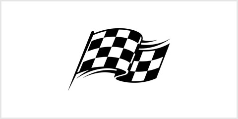 Fototapeta premium Black and White Checkered Racing Flag Waving
