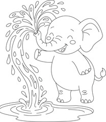 funny elephant coloring page for kids © puspitabormon