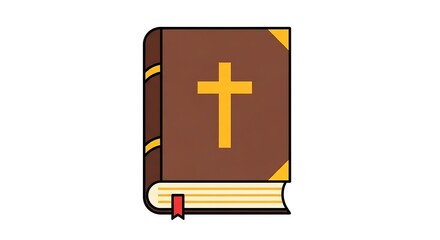 Fototapeta premium Bible book with yellow cross on cover stacked with other books