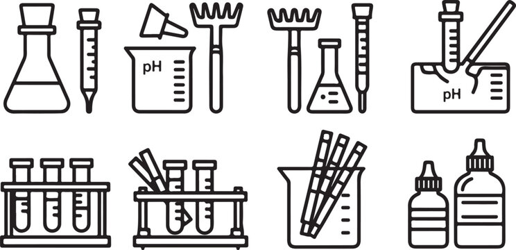 Laboratory glassware set with beakers flasks and test tubes vector Vector
