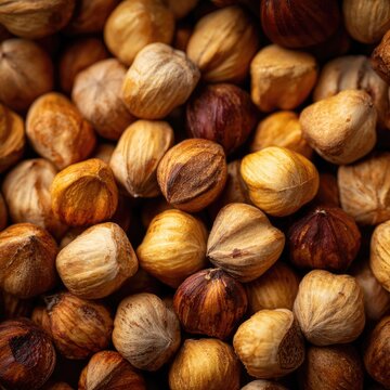 Close-up Macro Shot of Raw Hazelnuts