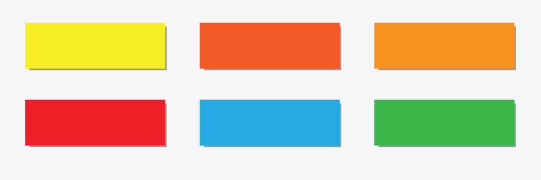 Action button web templates icon vector simple graphic flat illustration set, rectangle and rounded interface elements empty blank orange red blue green purple color minimal modern image . EPS 10 .