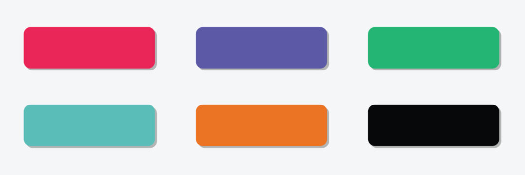 Action button web templates icon vector simple graphic flat illustration set, rectangle and rounded interface elements empty blank orange red blue green purple color minimal modern image . EPS 10 .