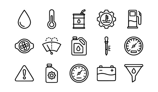 Car maintenance and automotive service dashboard signal icons