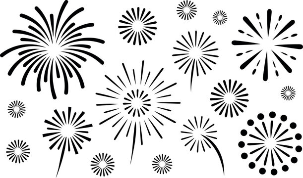 Decorative fireworks burst collection for celebration design