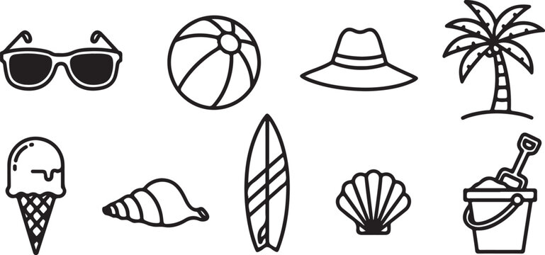 Collection of simple black line art icons and symbols set Vector