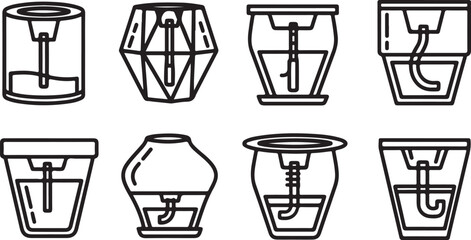 Fototapeta premium Vector illustration of eight different cup icons isolated on white Vector