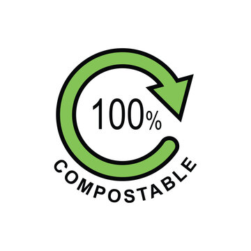 Green compostable 100 percent eco friendly icon