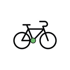 Fototapeta premium Simple black bicycle icon with green pedal