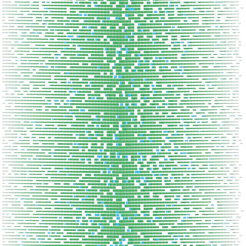 Abstract Geometric Matrix Background With Green And Blue Pixel Grid Lines