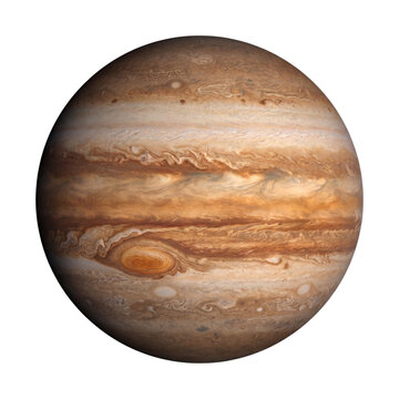 Planet jupiter in space with colorful stripes isolated on transparent background