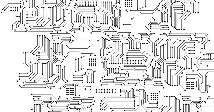 Electronics board. Circuit board electronic hi tech pattern.  abstract computer chip. Black monochrome background