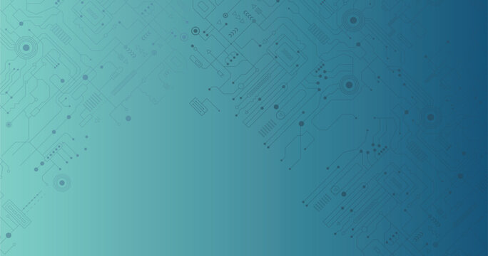 Abstract black circuit board technology connected lines electronics elements computer motherboard chip processor semiconductor digital on blue background vector